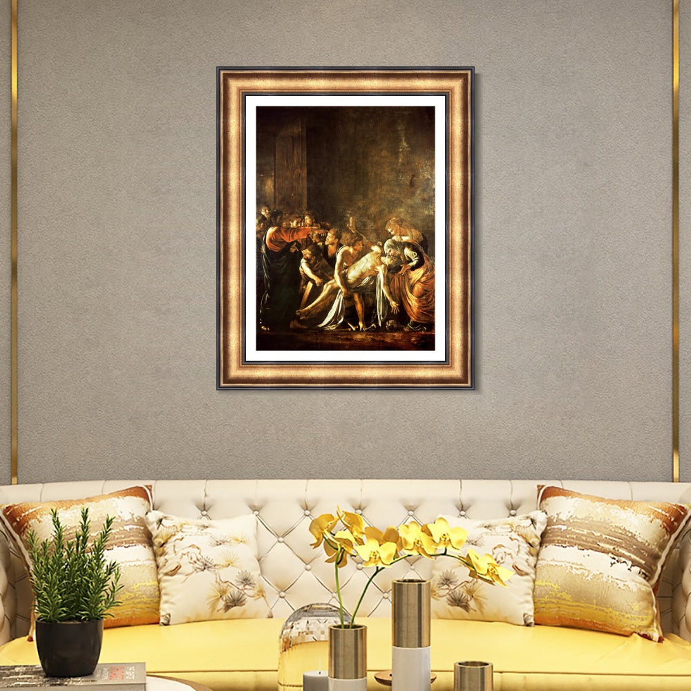 INVIN ART Framed Canvas Art Giclee Print The Raising of Lazarus by a Lizard by Michelangelo Merisi da Caravaggio Wall Art Decorations
