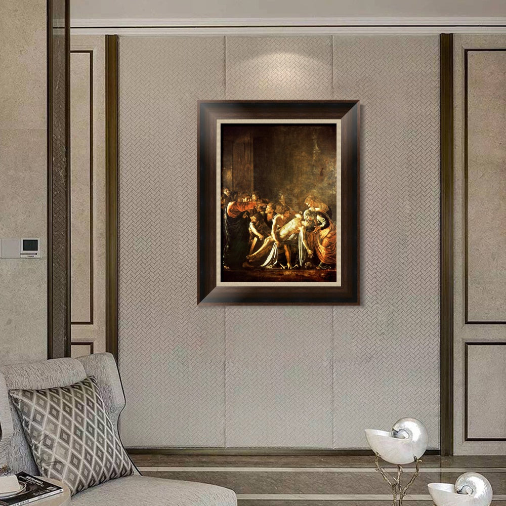 INVIN ART Framed Canvas Art Giclee Print The Raising of Lazarus by a Lizard by Michelangelo Merisi da Caravaggio Wall Art Decorations