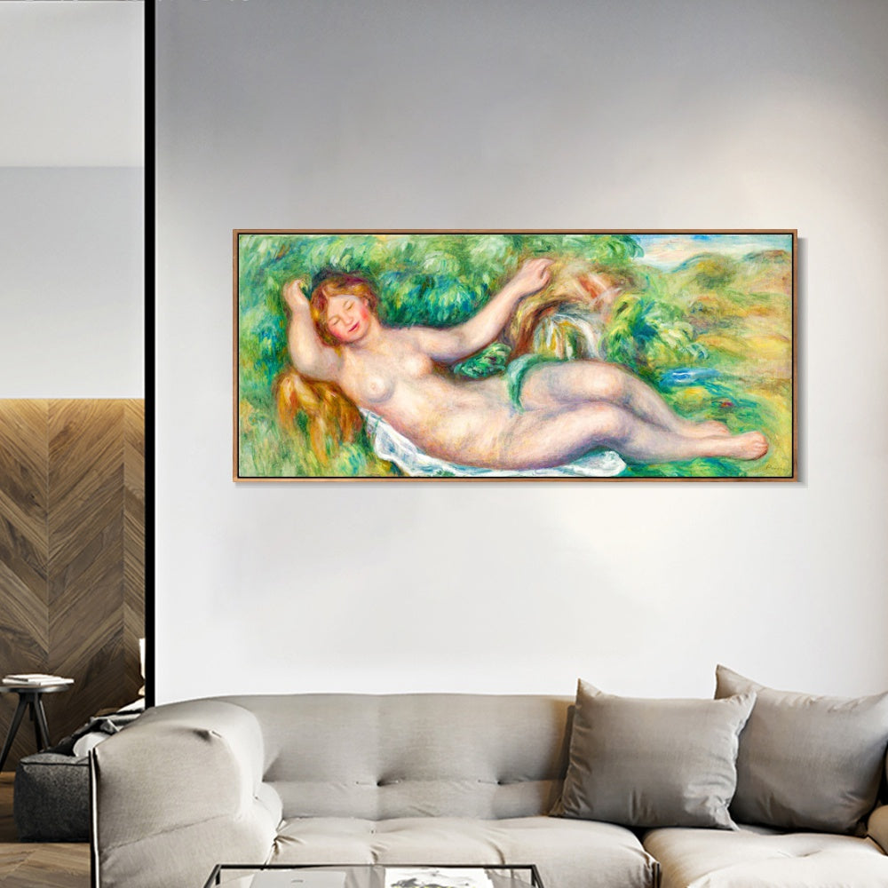 INVIN ART Framed Canvas LA SOURCE by Pierre Auguste Renoir Wall Art Living Room Home Office Decorations