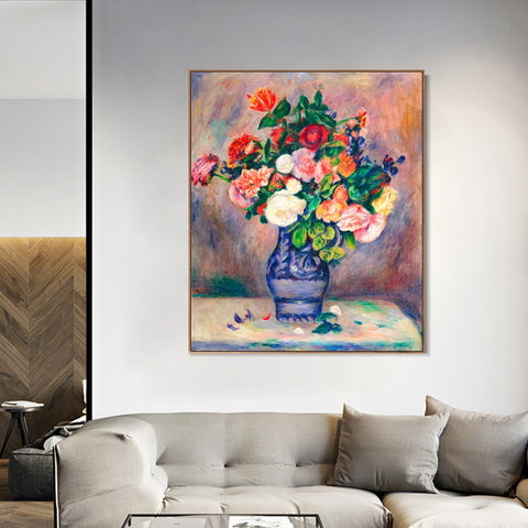 INVIN ART Framed Canvas Flowers in a Vase by Pierre Auguste Renoir Wall Art Living Room Home Office Decorations