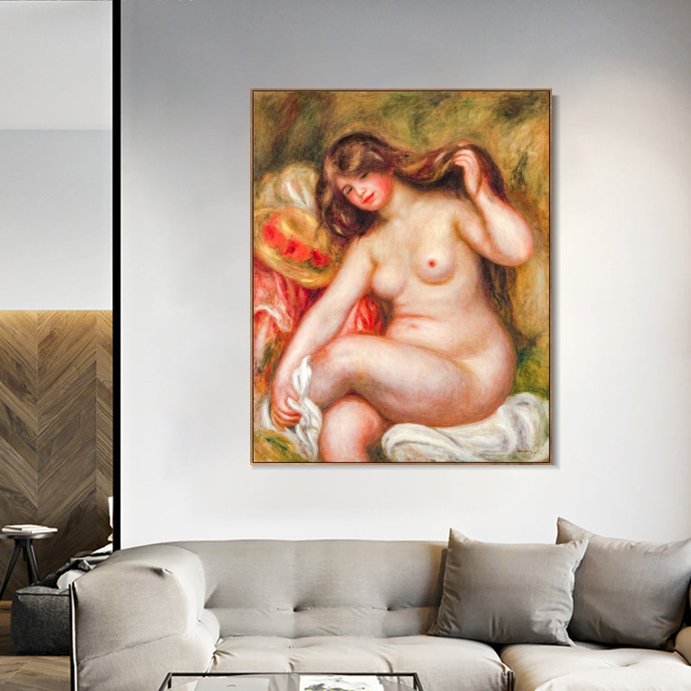 INVIN ART Framed Canvas 1841-1919 Large Bather by Pierre Auguste Renoir Wall Art Living Room Home Office Decorations