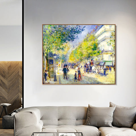 INVIN ART Framed Canvas The Grands Boulevards by Pierre Auguste Renoir Wall Art Living Room Home Office Decorations