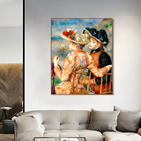 INVIN ART Framed Canvas Two Girls by Pierre Auguste Renoir Wall Art Living Room Home Office Decorations