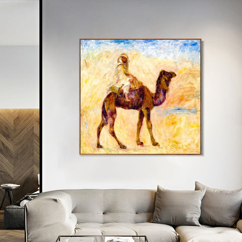 INVIN ART Framed Canvas Woman with a Guitar by Pierre Auguste Renoir Wall Art Living Room Home Office Decorations