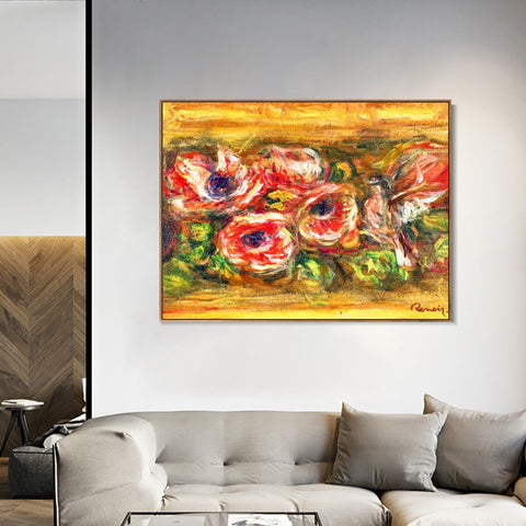 INVIN ART Framed Canvas ANEMONES2 by Pierre Auguste Renoir Wall Art Living Room Home Office Decorations