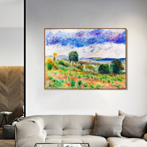 INVIN ART Framed Canvas AUVERS SUR OISE by Pierre Auguste Renoir Wall Art Living Room Home Office Decorations