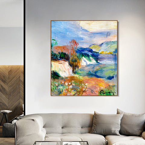 INVIN ART Framed Canvas BORD DE MER by Pierre Auguste Renoir Wall Art Living Room Home Office Decorations