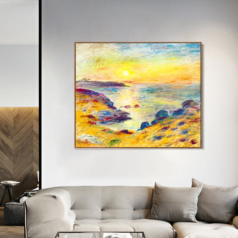 INVIN ART Framed Canvas COUCHER DE SOLEIL À DOUARNENEZ by Pierre Auguste Renoir Wall Art Living Room Home Office Decorations