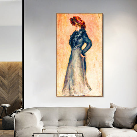 INVIN ART Framed Canvas FEMME DEBOUT DE PROFIL by Pierre Auguste Renoir Wall Art Living Room Home Office Decorations