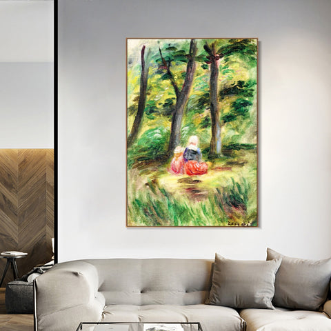 INVIN ART Framed Canvas FEMME ET ENFANT DANS UN PAYSAGE by Pierre Auguste Renoir Wall Art Living Room Home Office Decorations