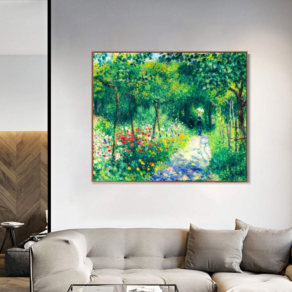 INVIN ART Framed Canvas FEMMES DANS UN JARDIN by Pierre Auguste Renoir Wall Art Living Room Home Office Decorations