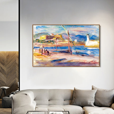 INVIN ART Framed Canvas FORT CARRÉ ET PHARE D'ANTIBES by Pierre Auguste Renoir Wall Art Living Room Home Office Decorations