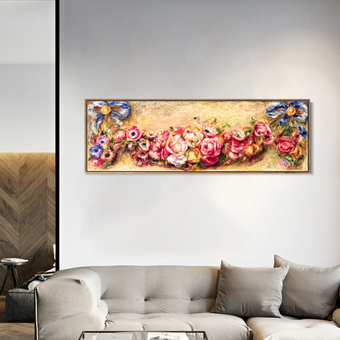 INVIN ART Framed Canvas GUIRLANDE DE ROSES by Pierre Auguste Renoir Wall Art Living Room Home Office Decorations