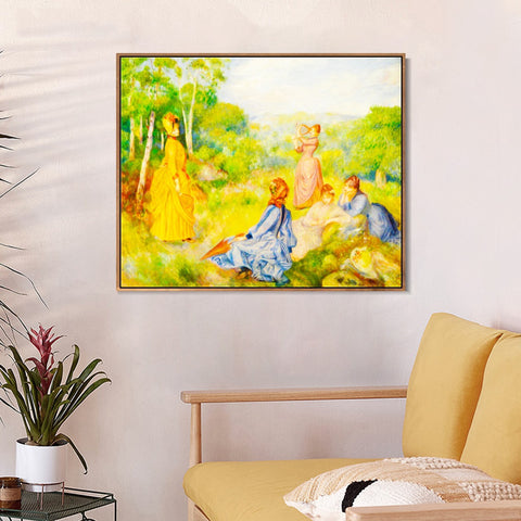 INVIN ART Framed Canvas Jeunes Filles Jouant au Volant by Pierre Auguste Renoir Wall Art Living Room Home Office Decorations
