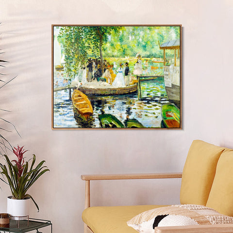 INVIN ART Framed Canvas La Grenouillère by Pierre Auguste Renoir Wall Art Living Room Home Office Decorations