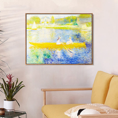 INVIN ART Framed Canvas The Skiff(La Yole) by Pierre Auguste Renoir Wall Art Living Room Home Office Decorations