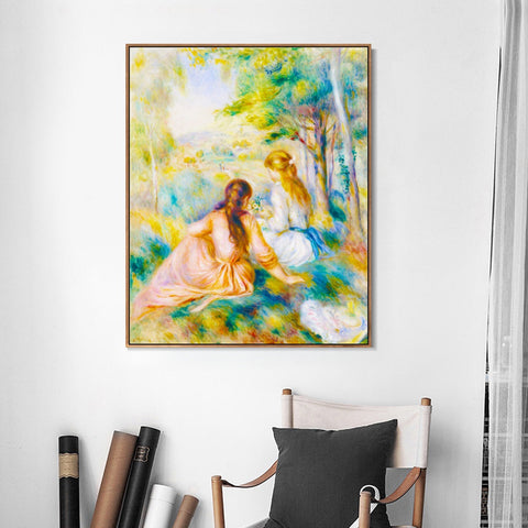 INVIN ART Framed Canvas In the Meadow by Pierre Auguste Renoir Wall Art Living Room Home Office Decorations