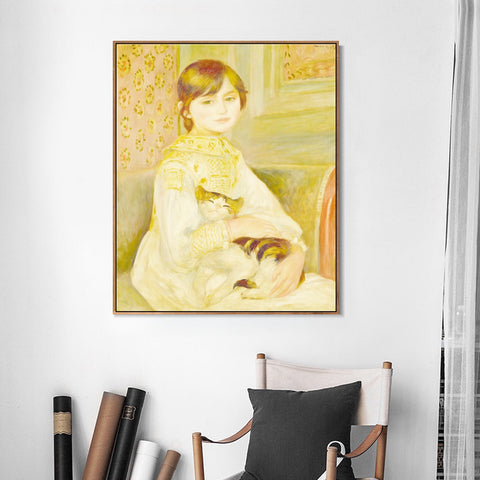 INVIN ART Framed Canvas Julie Manet by Pierre Auguste Renoir Wall Art Living Room Home Office Decorations