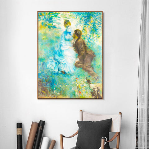 INVIN ART Framed Canvas Lovers by Pierre Auguste Renoir Wall Art Living Room Home Office Decorations