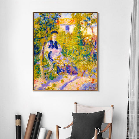 INVIN ART Framed Canvas Nini in the Garden (Nini Lopez) by Pierre Auguste Renoir Wall Art Living Room Home Office Decorations