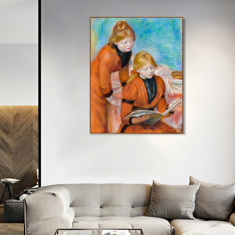 INVIN ART Framed Canvas LA LECTURE by Pierre Auguste Renoir Wall Art Living Room Home Office Decorations