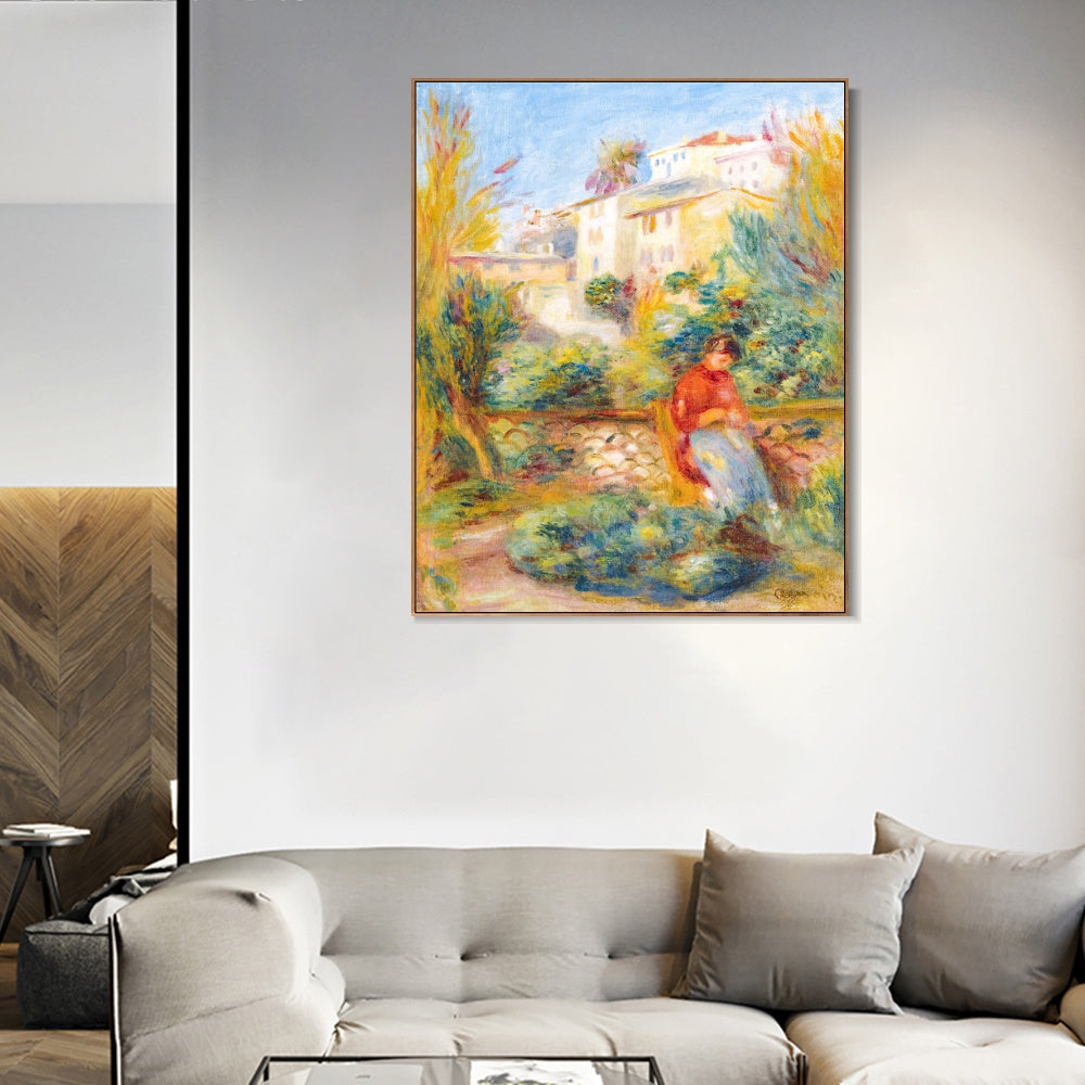 INVIN ART Framed Canvas LA TERRASSE A CAGNES by Pierre Auguste Renoir Wall Art Living Room Home Office Decorations