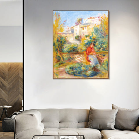 INVIN ART Framed Canvas LA TERRASSE A CAGNES by Pierre Auguste Renoir Wall Art Living Room Home Office Decorations