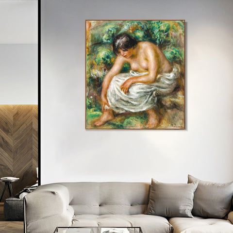 INVIN ART Framed Canvas LA TOILETTE APRÈS LE BAIN by Pierre Auguste Renoir Wall Art Living Room Home Office Decorations