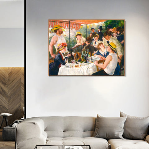 INVIN ART Framed Canvas Luncheon of the Boating Party by Pierre Auguste Renoir Wall Art Living Room Home Office Decorations