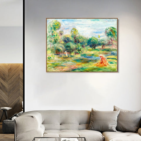 INVIN ART Framed Canvas PAYSAGE À CAGNES by Pierre Auguste Renoir Wall Art Living Room Home Office Decorations