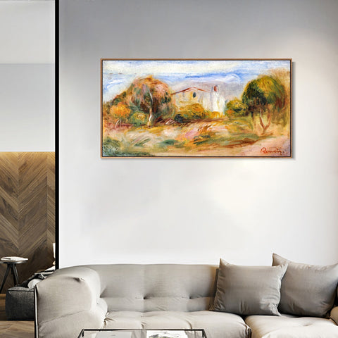 INVIN ART Framed Canvas PAYSAGE AVEC MAISON by Pierre Auguste Renoir Wall Art Living Room Home Office Decorations