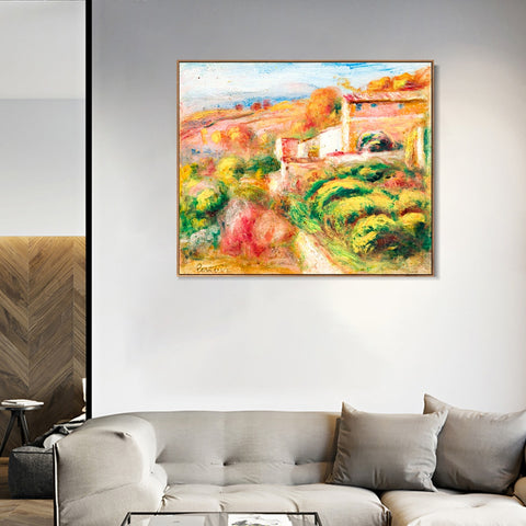 INVIN ART Framed Canvas PAYSAGE AVEC MAISONS À CAGNES by Pierre Auguste Renoir Wall Art Living Room Home Office Decorations