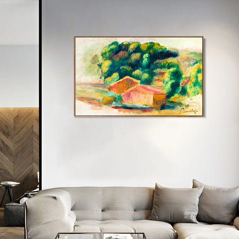 INVIN ART Framed Canvas Paysage, maisons by Pierre Auguste Renoir Wall Art Living Room Home Office Decorations