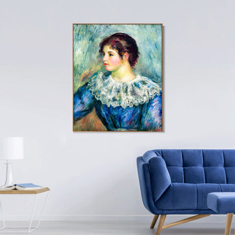 INVIN ART Framed Canvas PORTRAIT EN BUSTE DE JEUNE FILLE by Pierre Auguste Renoir Wall Art Living Room Home Office Decorations