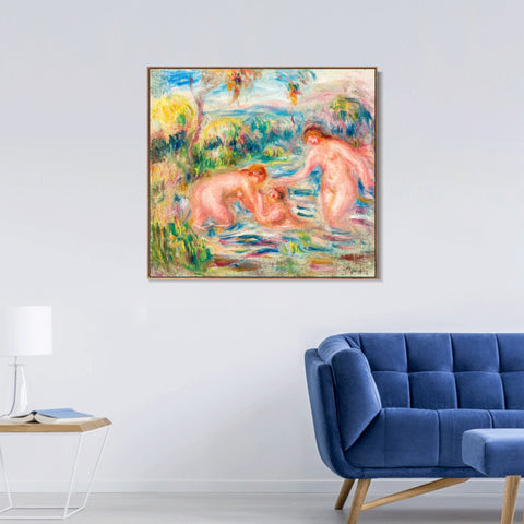 INVIN ART Framed Canvas TROIS BAIGNEUSES by Pierre Auguste Renoir Wall Art Living Room Home Office Decorations