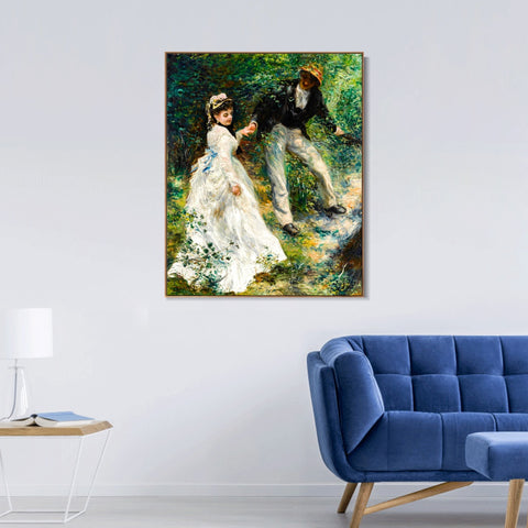 INVIN ART Framed Canvas French La Promenade by Pierre Auguste Renoir Wall Art Living Room Home Office Decorations