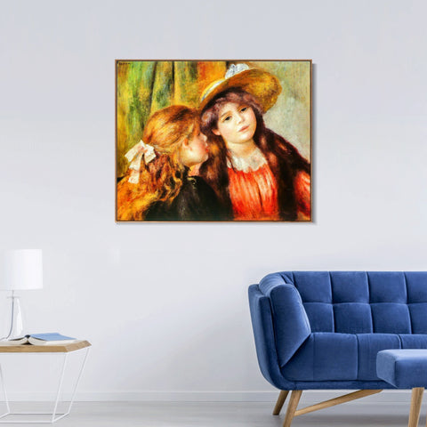 INVIN ART Framed Canvas Deux fillettes by Pierre Auguste Renoir Wall Art Living Room Home Office Decorations