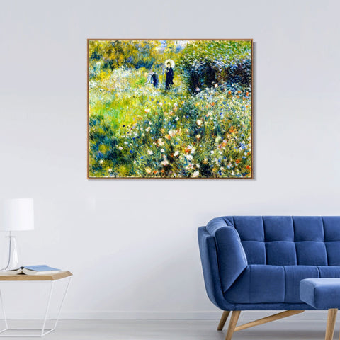 INVIN ART Framed Canvas Femme avec parasol dans un jardin by Pierre Auguste Renoir Wall Art Living Room Home Office Decorations