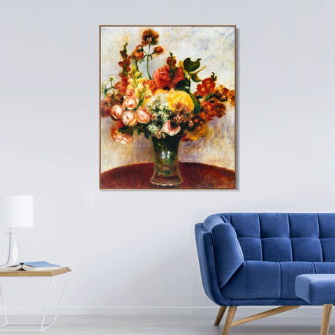INVIN ART Framed Canvas Fleurs dans un vase by Pierre Auguste Renoir Wall Art Living Room Home Office Decorations