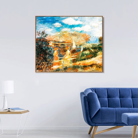INVIN ART Framed Canvas Les Bords de la Seine à Argenteuil by Pierre Auguste Renoir Wall Art Living Room Home Office Decorations