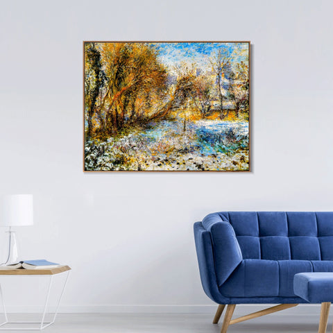 INVIN ART Framed Canvas Paysage de neige (1875) by Pierre Auguste Renoir Wall Art Living Room Home Office Decorations