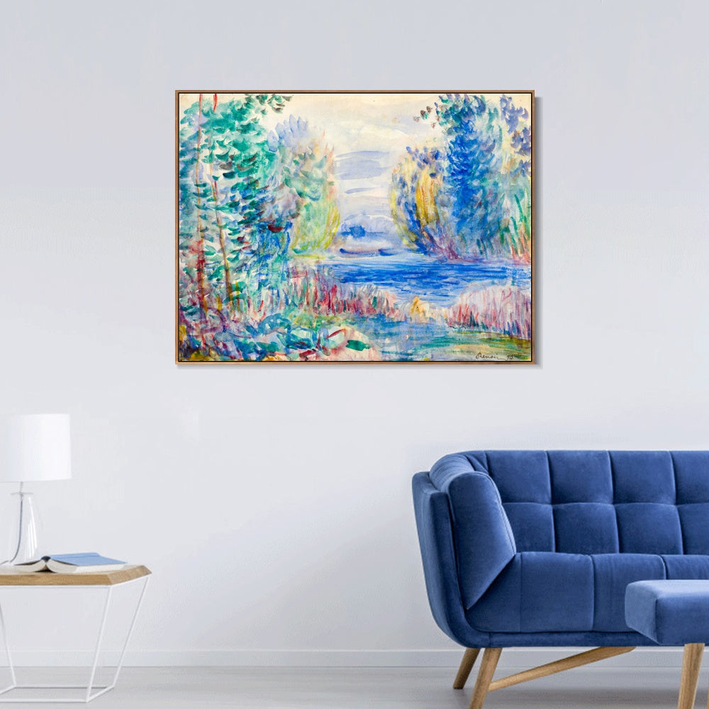 INVIN ART Framed Canvas Landscape, 1890 by Pierre Auguste Renoir Wall Art Living Room Home Office Decorations