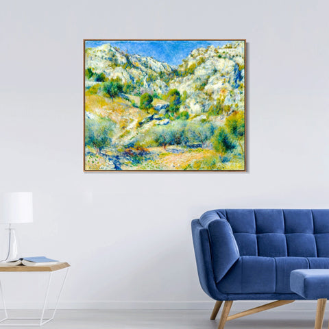 INVIN ART Framed Canvas Rocky Crags at L'Estaque by Pierre Auguste Renoir Wall Art Living Room Home Office Decorations