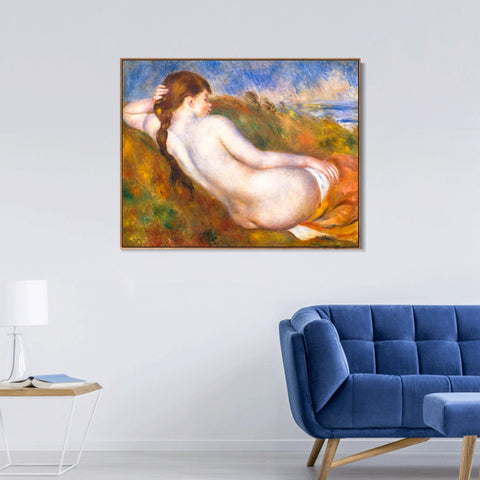 INVIN ART Framed Canvas Reclining Nude by Pierre Auguste Renoir Wall Art Living Room Home Office Decorations