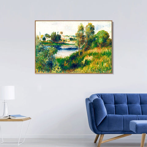 INVIN ART Framed Canvas Landscape at Vétheuil by Pierre Auguste Renoir Wall Art Living Room Home Office Decorations