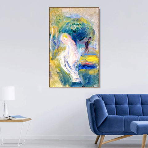 INVIN ART Framed Canvas Nude with Figure in Background by Pierre Auguste Renoir Wall Art Living Room Home Office Decorations