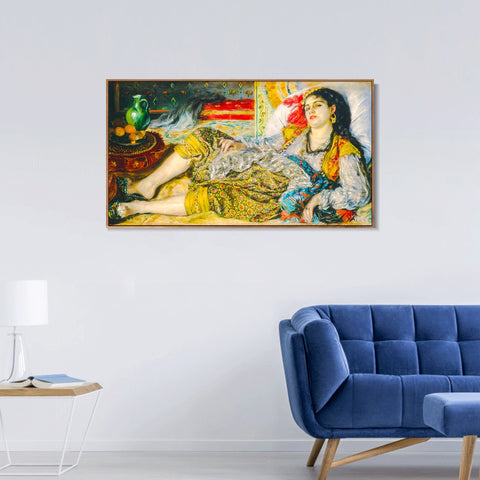 INVIN ART Framed Canvas Odalisque by Pierre Auguste Renoir Wall Art Living Room Home Office Decorations