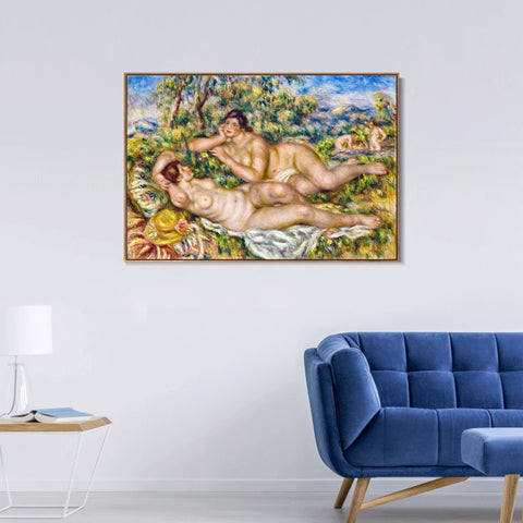 INVIN ART Framed Canvas The Bathers by Pierre Auguste Renoir Wall Art Living Room Home Office Decorations