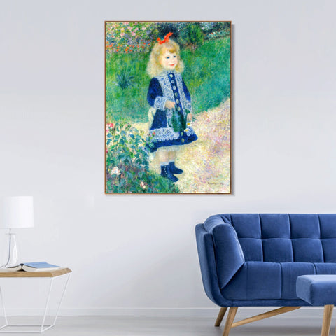 INVIN ART Framed Canvas A Girl with a Watering Can by Pierre Auguste Renoir Wall Art Living Room Home Office Decorations