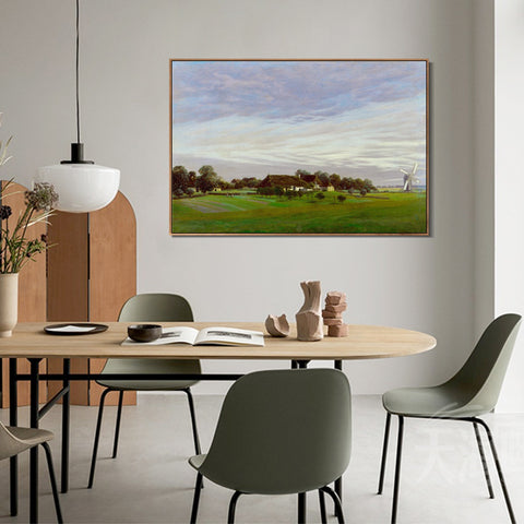 INVIN ART Framed Canvas Flat Countryside by Caspar David Friedrich Wall Art Living Room Home Office Decorations